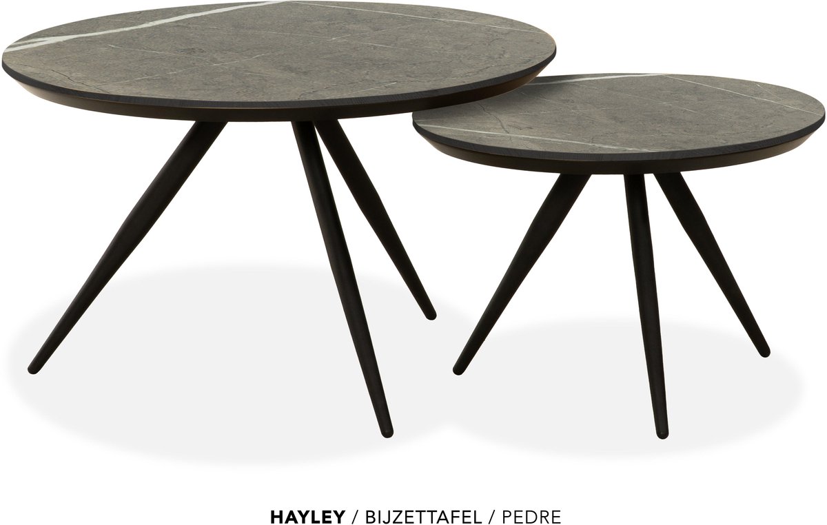 Maxfurn Set van 2 ronde salontafels met verjongde rand | kleur: Pedra