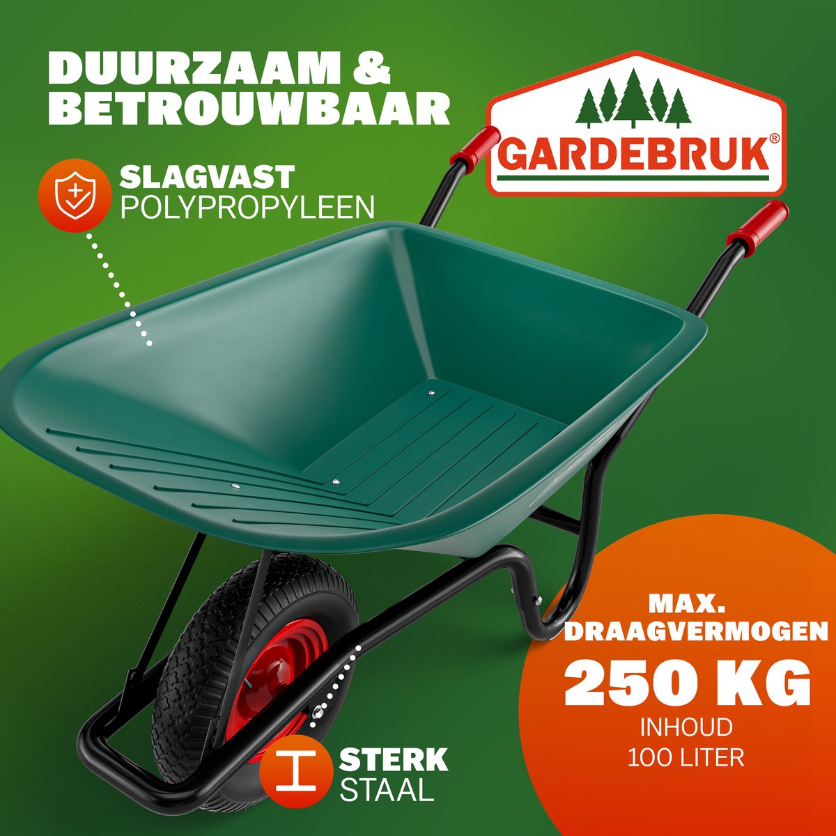 Kruiwagen met 2 wielen 500 liter