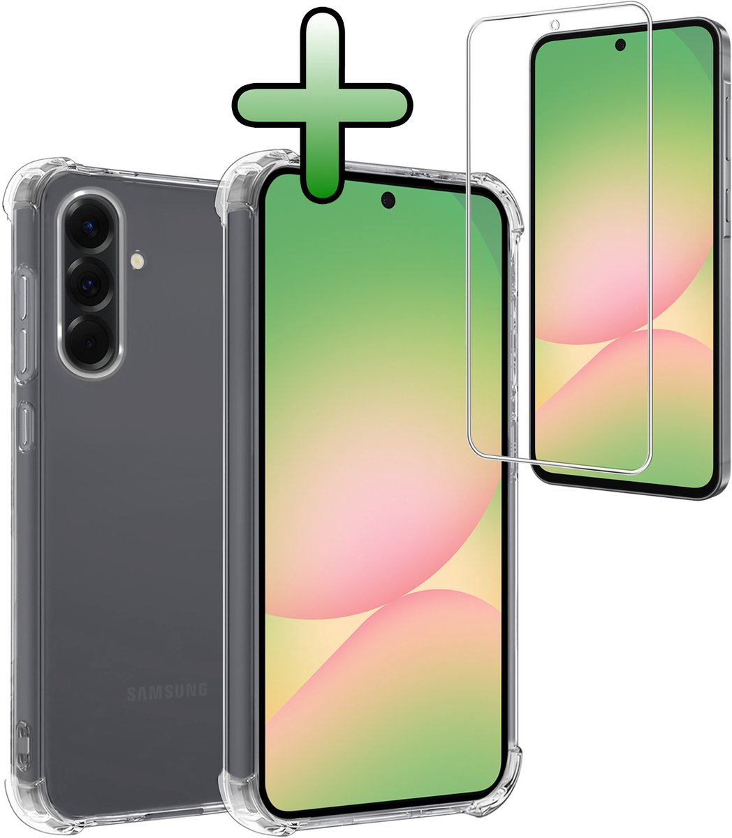 Hoesje Met Screenprotector - Geschikt voor Samsung Galaxy A56 - Sterk & Shockproof - Siliconen Case - Back Cover - Telefoon Hoes - Shock Proof - Transparant