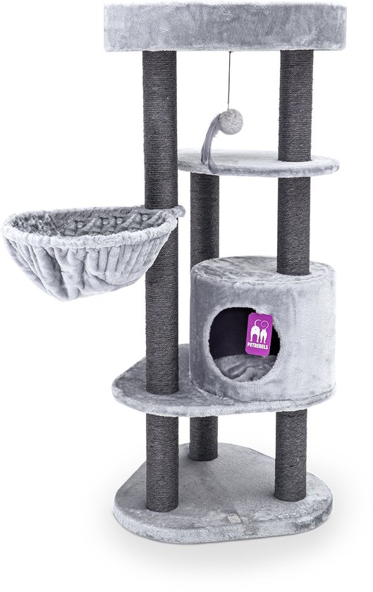 Petrebels Charlotte 134 krabpaal - Grijs - 134 cm - met hangmat