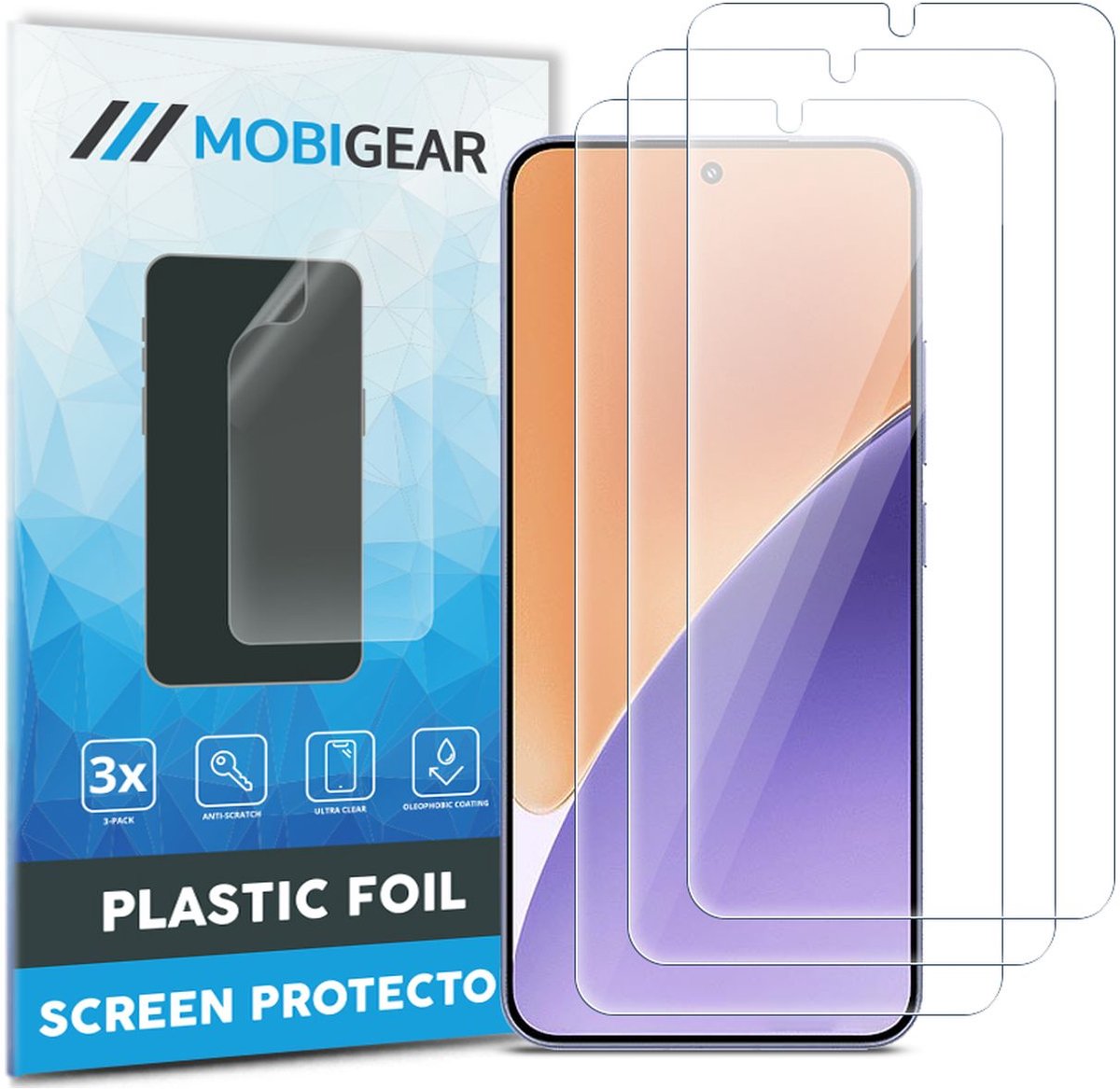 Mobigear Screenprotector geschikt voor Xiaomi 15 | Mobigear Screenprotector Folie - Case Friendly (3-Pack)