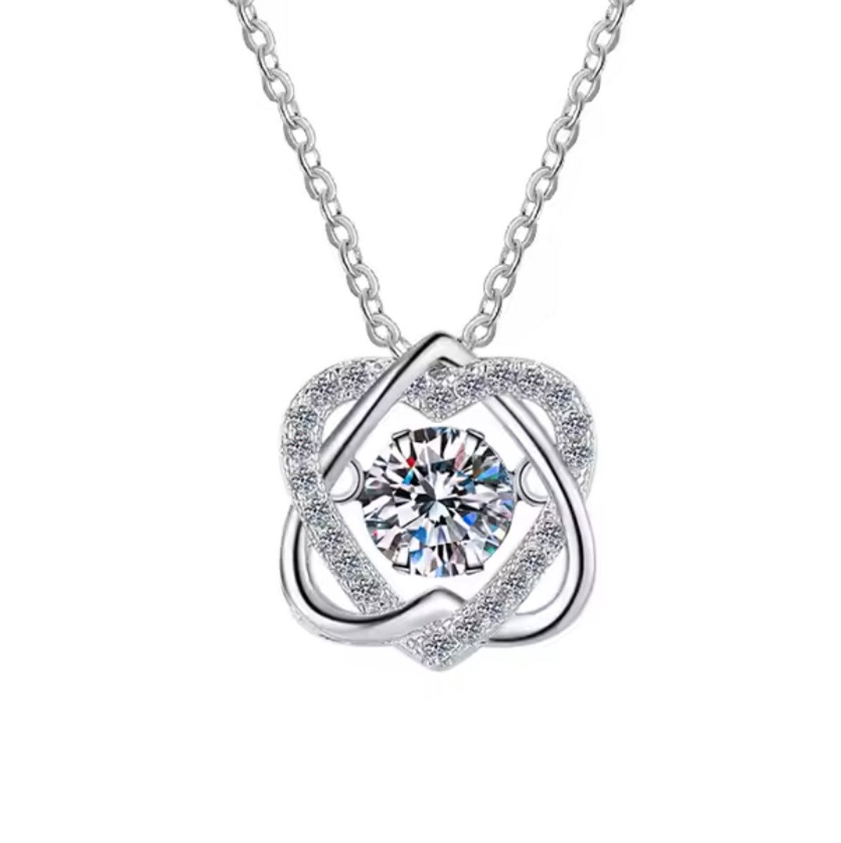 Selevie Dubbele Hart Ketting – Zilver met Moissanite 0.5ct | Elegant en Romantisch - necklace - heart