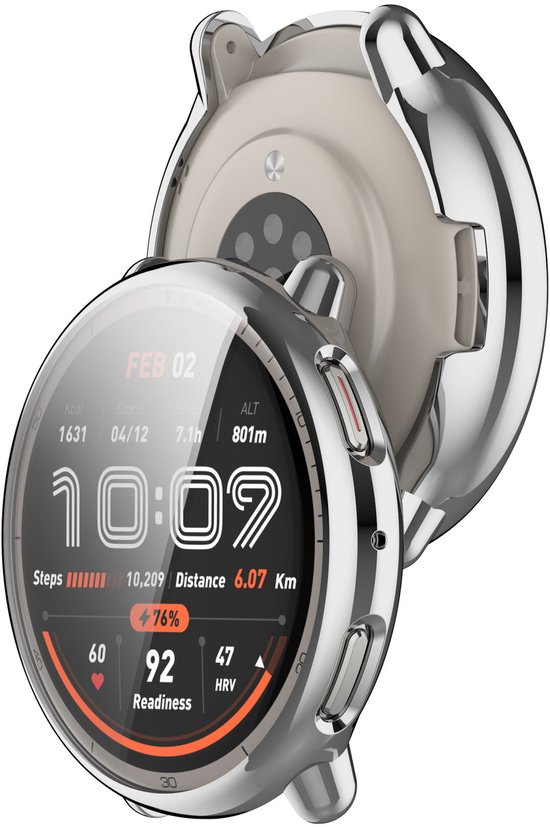 Strap-it Schokbestendig TPU bescherm hoesje - case geschikt voor de Amazfit Active 2 (zilver)