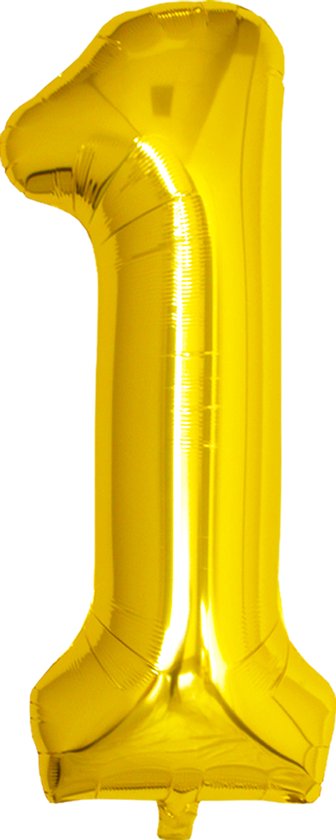 Folie Ballon Cijfer 1 Jaar Cijferballon Helium Ballonnen Feest Versiering Folieballon Verjaardag Versiering Goud 86 Cm