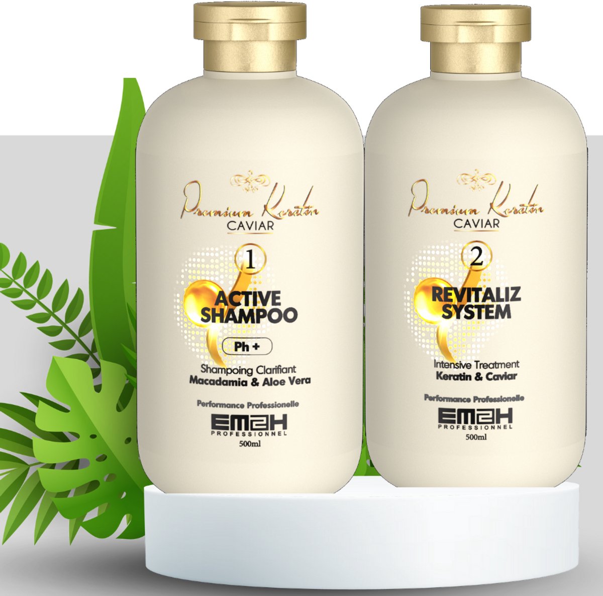 Premium Keratin Caviar Kit de lissage brésilien (Activ Shampoo et Revitaliz System) - 500ml