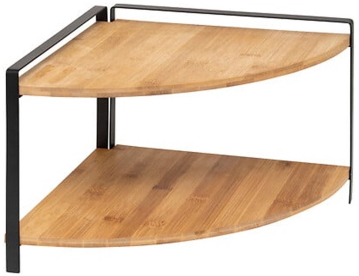 5five Hoekplank - Staal en bamboe, 29,6 x 30 x 20 cm, zwart