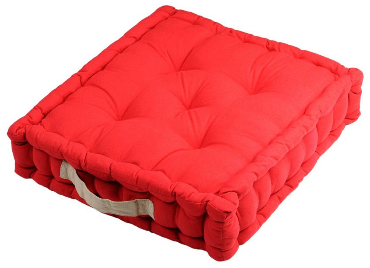 Stof Textile Vloerkussen DUO - rood - katoen - 45 x 45 x 10 cm - vierkant - Extra dik - extra zitplaatsen - spelen - gamen - relaxen