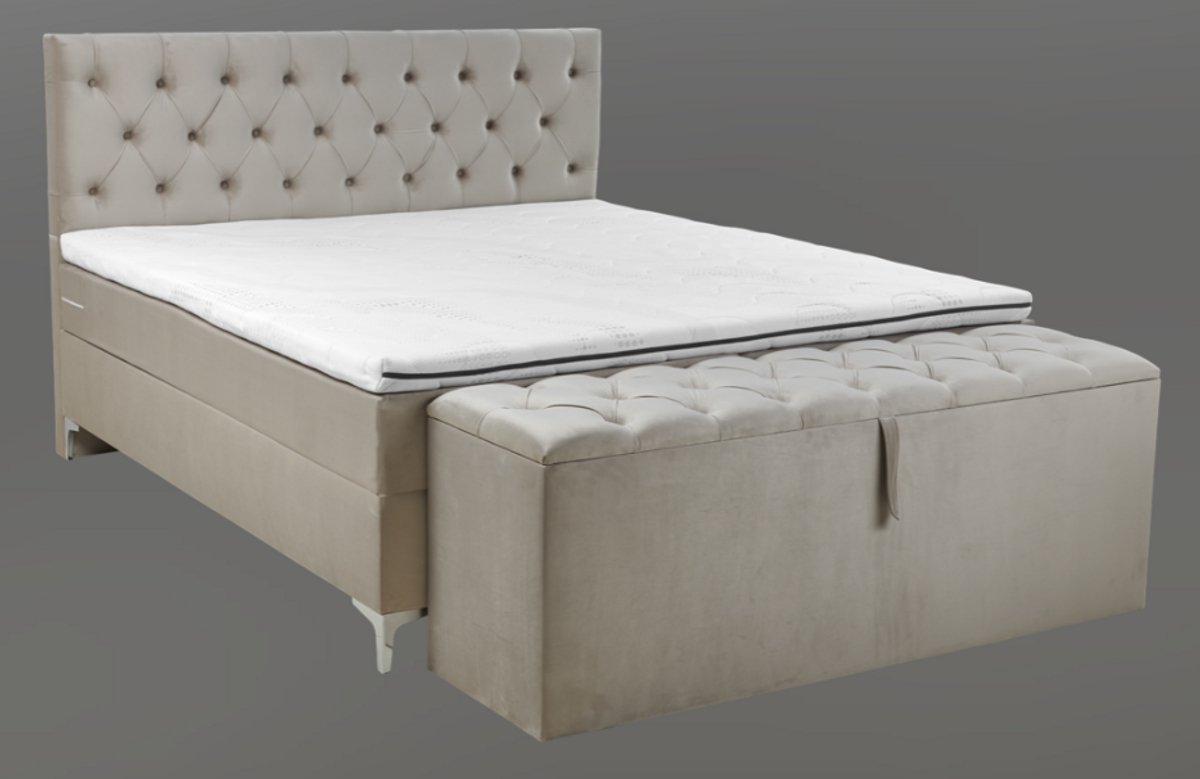 Nessa® 160x200 Boxspring Caption Creme-Beige - Complete Boxspring - Inclusief Orthopedische Topper