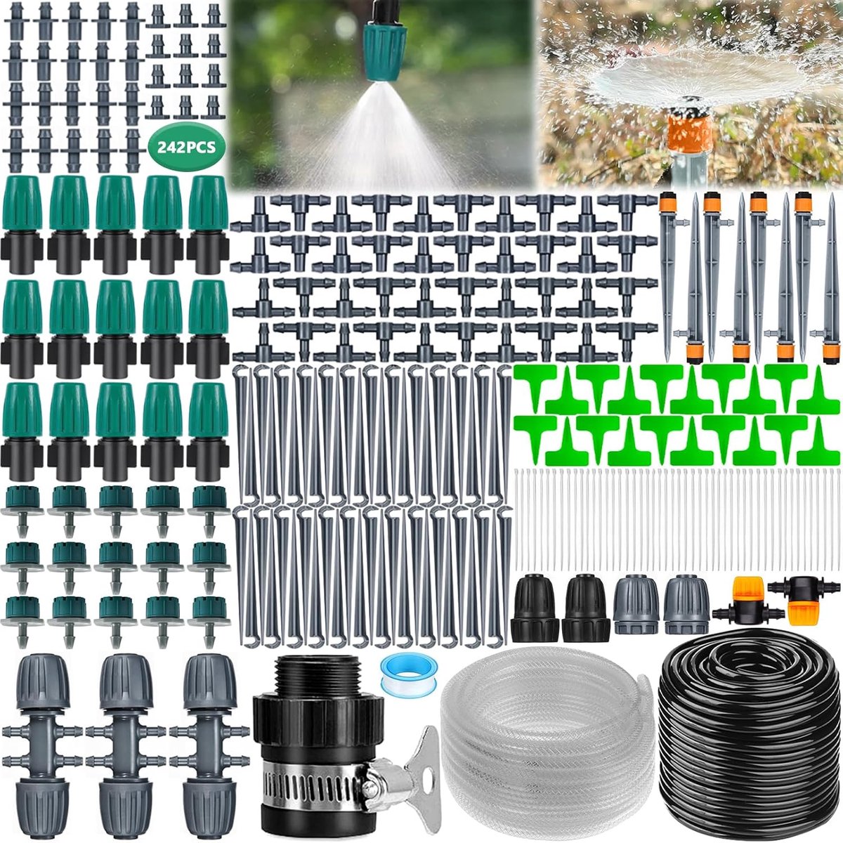 Druppelirrigatiesysteem voor Tuin - 40m + 6m Microdruppelset voor Planten en Tuinieren