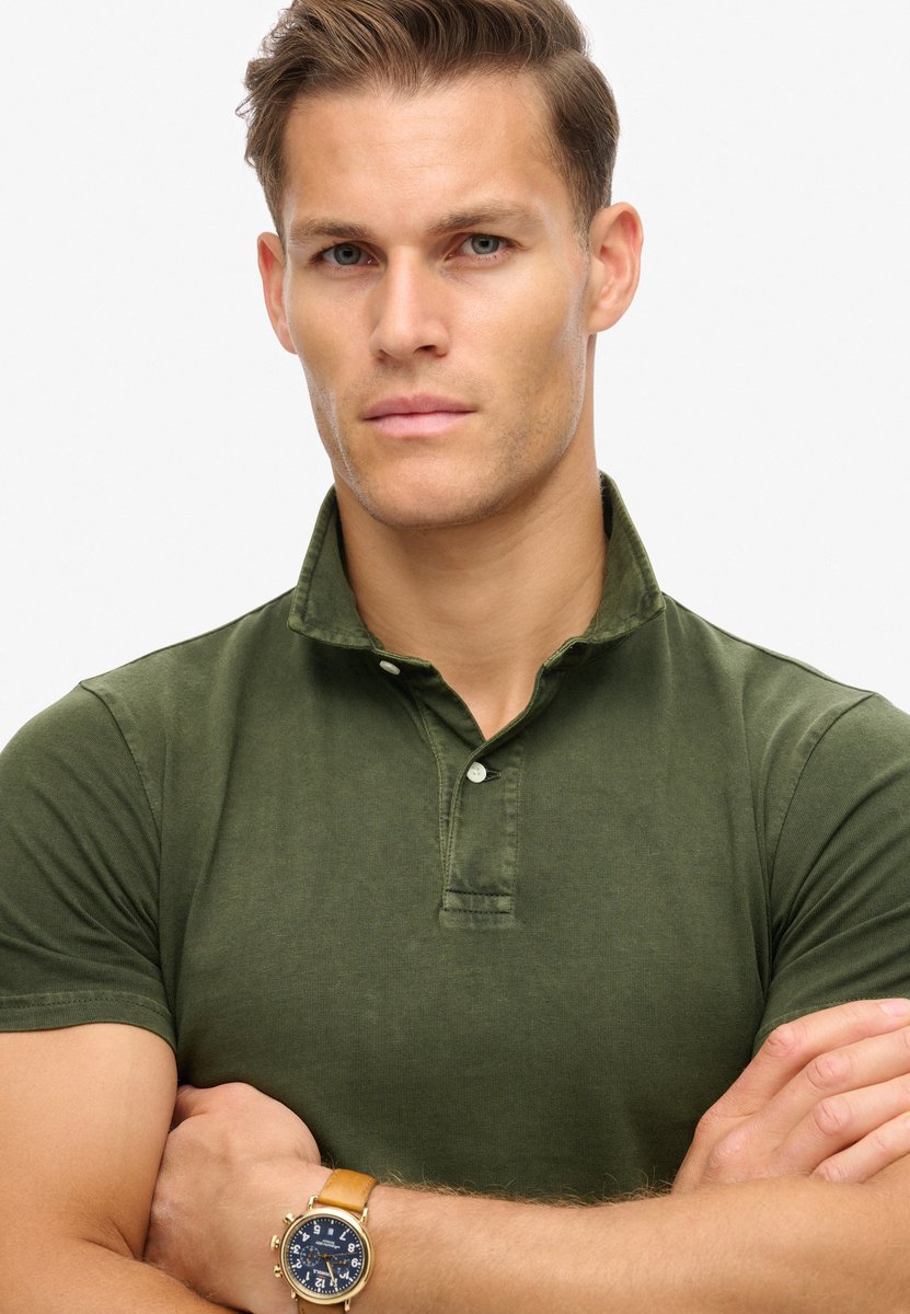 Superdry Studios Jersey Lange Mouw Poloshirt 2XL Man Groen