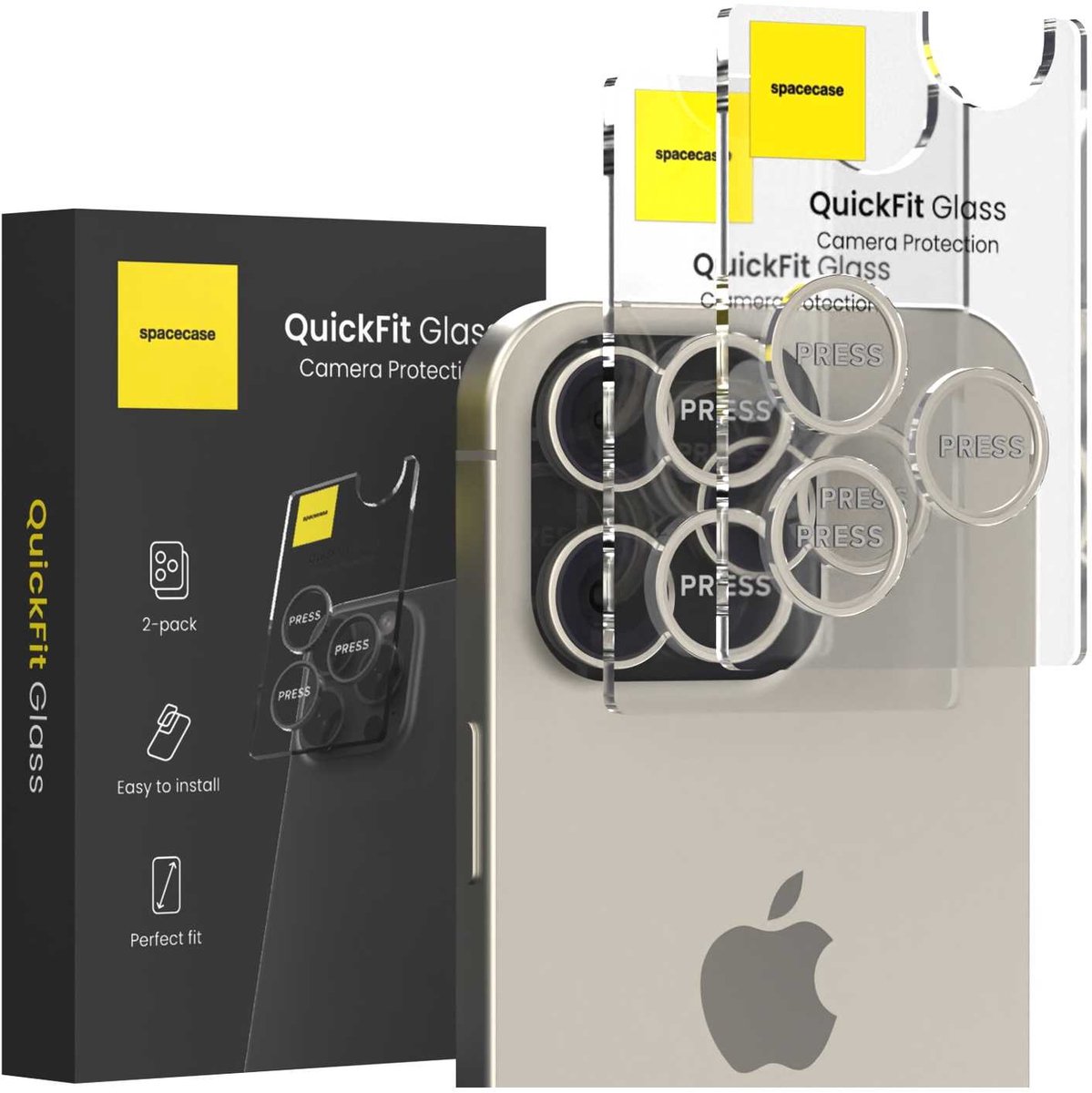Spacecase Camera Van Gehard Glas Voor Iphone 16 Pro/Max Natural Titan