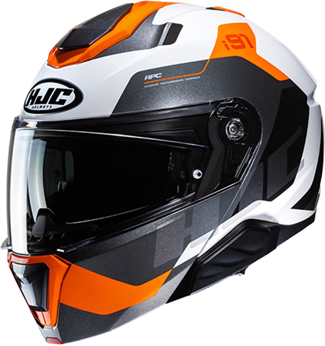 HJC i91 Carst Wit Oranje Systeemhelm - Helm