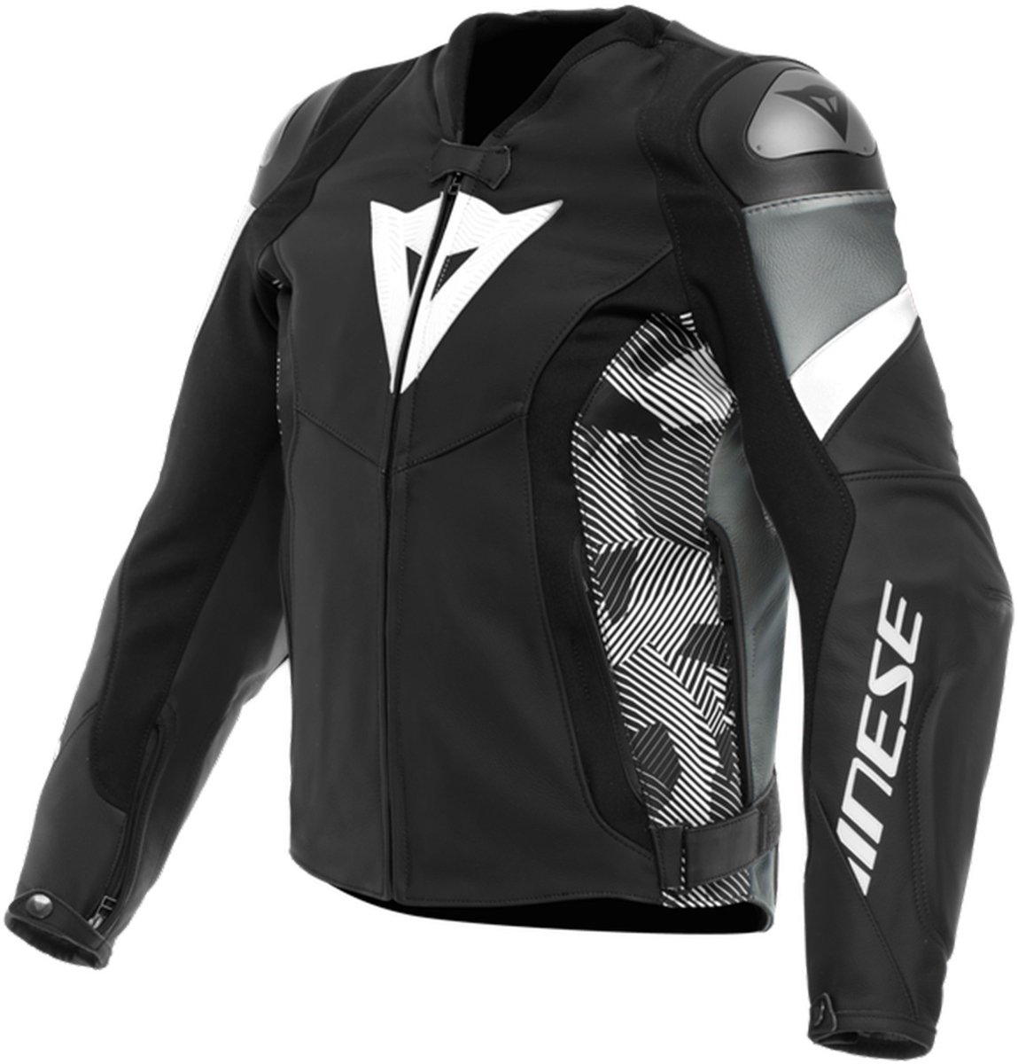 Dainese Avro Leren 5 Jas Zwart Wit Antraciet - Maat 52 - Jas