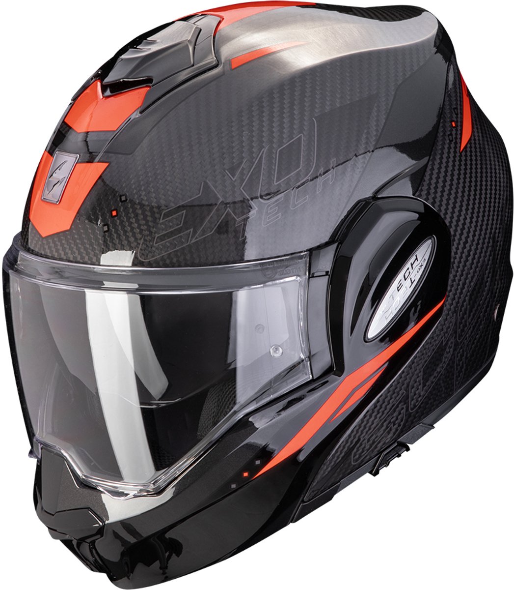 Scorpion EXO-TECH EVO CARBON ROVER Black-Red - Maat XS - Integraal helm - Scooter helm - Motorhelm - Zwart - Scooterhelmen mannen en vrouwen.