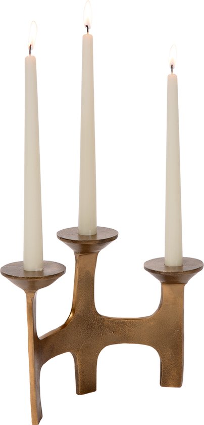 Atmooz - Bougeoir Amour S/3 - Messing Antique - Pour 3 bougies - 27x11x20 cm - Décoration de Table Elégante
