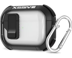 Schokbestendig Hoesje - Geschikt voor Apple AirPods 4 - Hardcase Met Sleutelhanger - Transparant & Wit