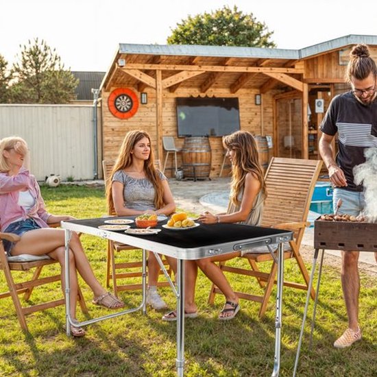Denz Outside - Opvouwbare Aluminium Campingtafel 120x60 cm - Klaptafel voor Tuin, Camping en Outdoor, Zwart van Denz — afbeelding 5