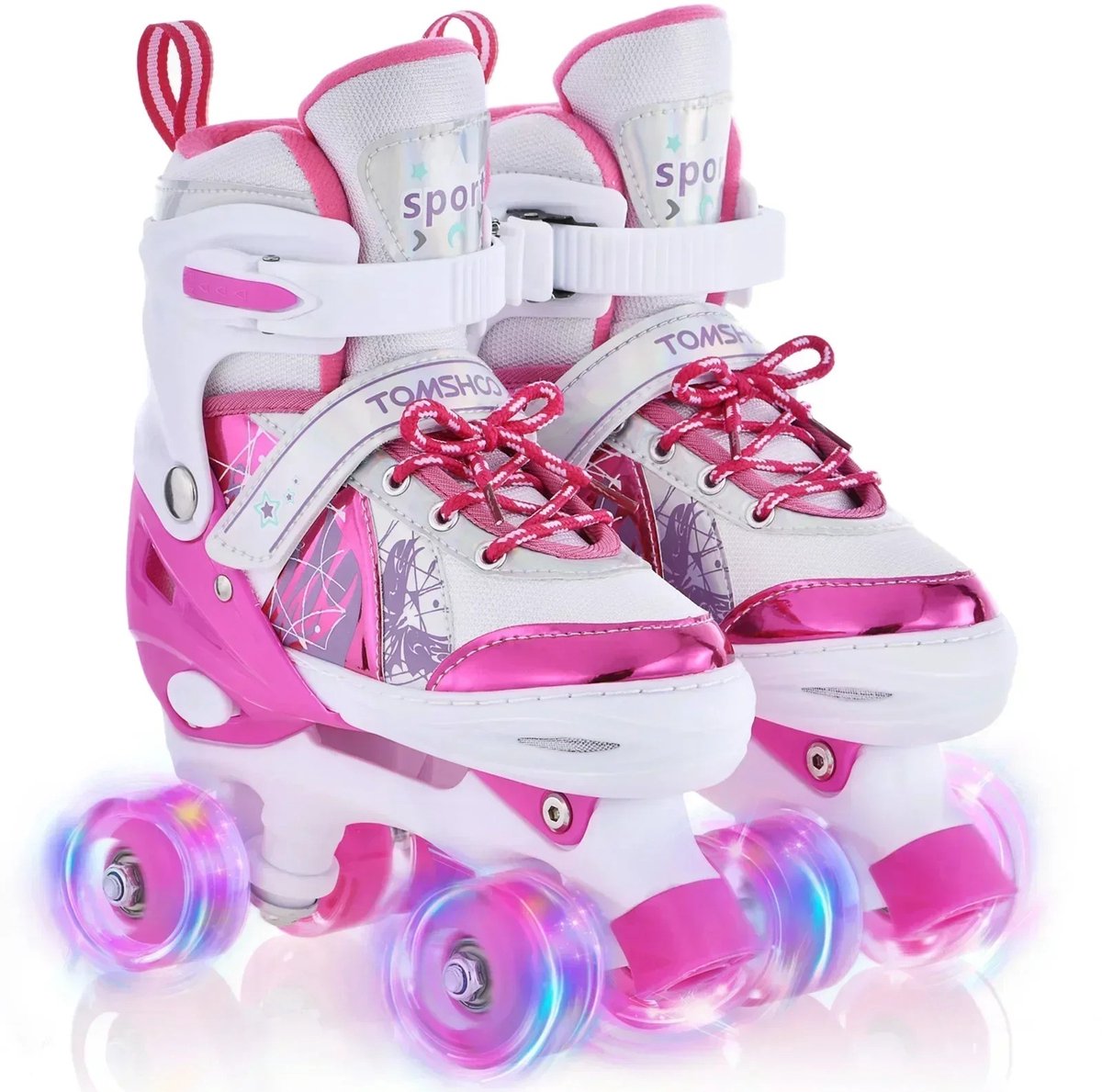 PolderGoods - Rolschaatsen - Buiten speelgoed - Maat M - Roze - Lichtgevende wielen