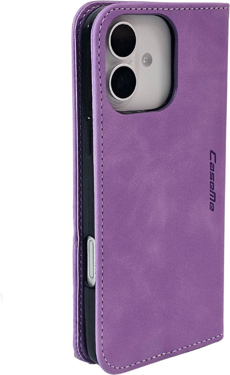 Mobile5 - iPhone 16 Pro Max Bookcase Hoesje - Paars - Kunstleer - Anti Shock