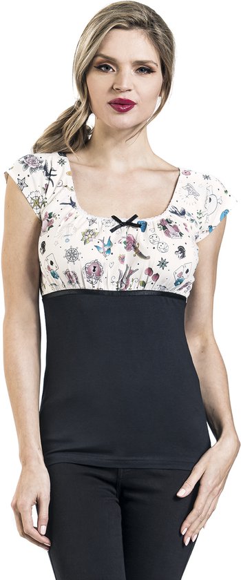 T-shirt Rock Rebel by EMP Zwart et blanc avec imprimé femme - XXL