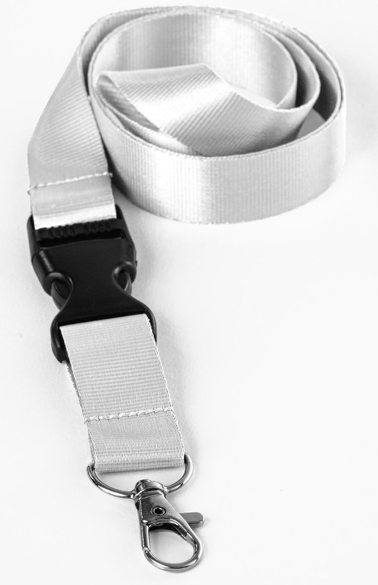 Ecorare® - 10 stuks Sleutelkoord - Kliksluiting - Lanyard - Keycord - Wit - 50 cm
