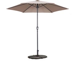 Oviala - 3m rechte kantelbare parasol met 4 verzwaarde taupe tegels - Matera