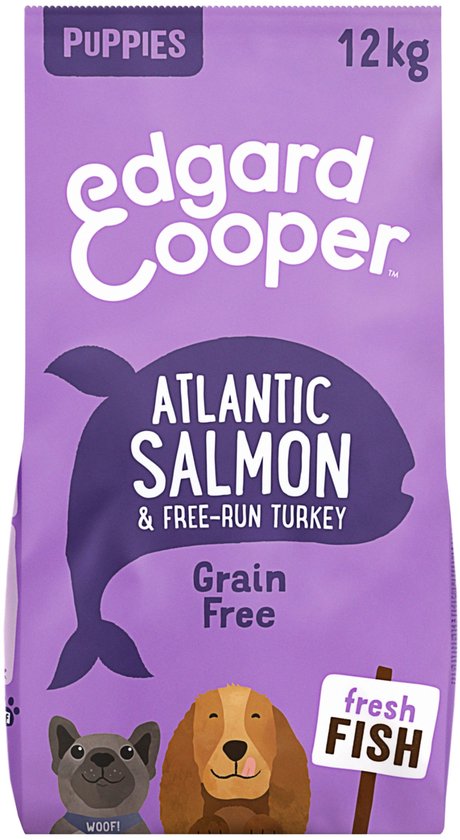Edgard & Cooper Hondenvoer - Puppy - Graanvrij - Verse Zalm en Kalkoen - 12 kg