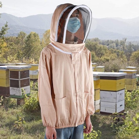 BeeAttire Bijenpak met gemakkelijke toegang sluier Katoen Dikke Steel-Minder Bescherming Pro Beekeeper Suit Beekeeper Kostuum Volwassen bijenKeeper Kostuum Bijenteelt Pak YKK Ritsen (2XL