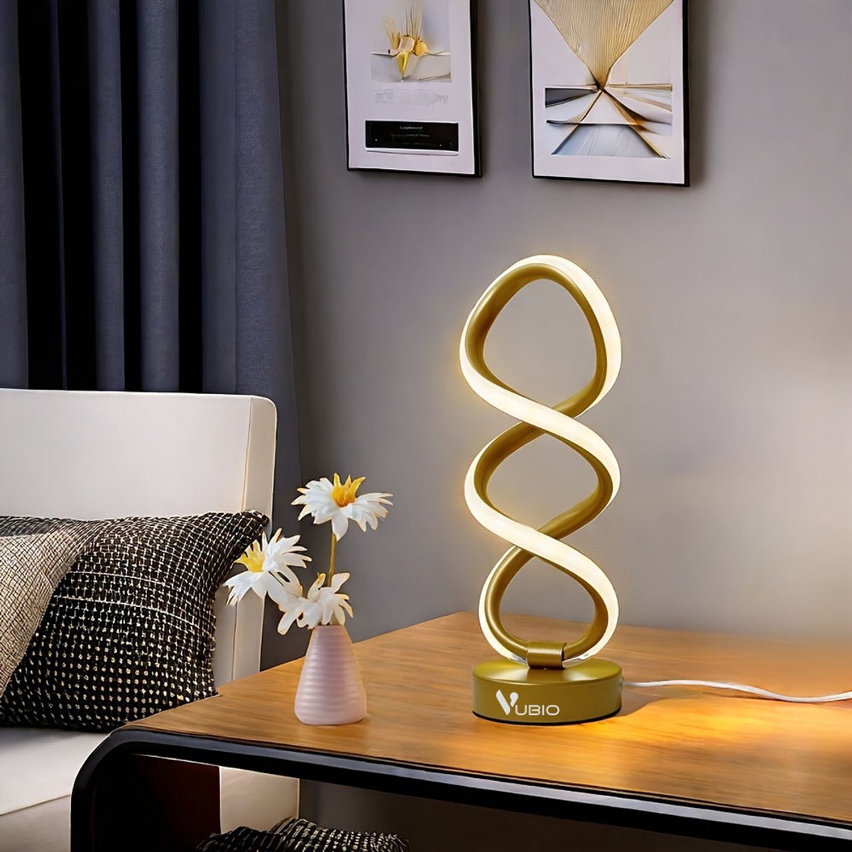 Elegantie verlicht- Dimbare LED Tafellamp met Spiraalvormig Design - Perfect voor Elk Interieur-Duurzaam, Stijlvol, Aanpasbaar- Goud 30cm hoog