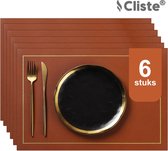 Set de table en Cuir double face de haute qualité Cliste - 45x30 cm - Set de 6 - Marron et Grijs - Set de table antidérapant - Dessous de verre