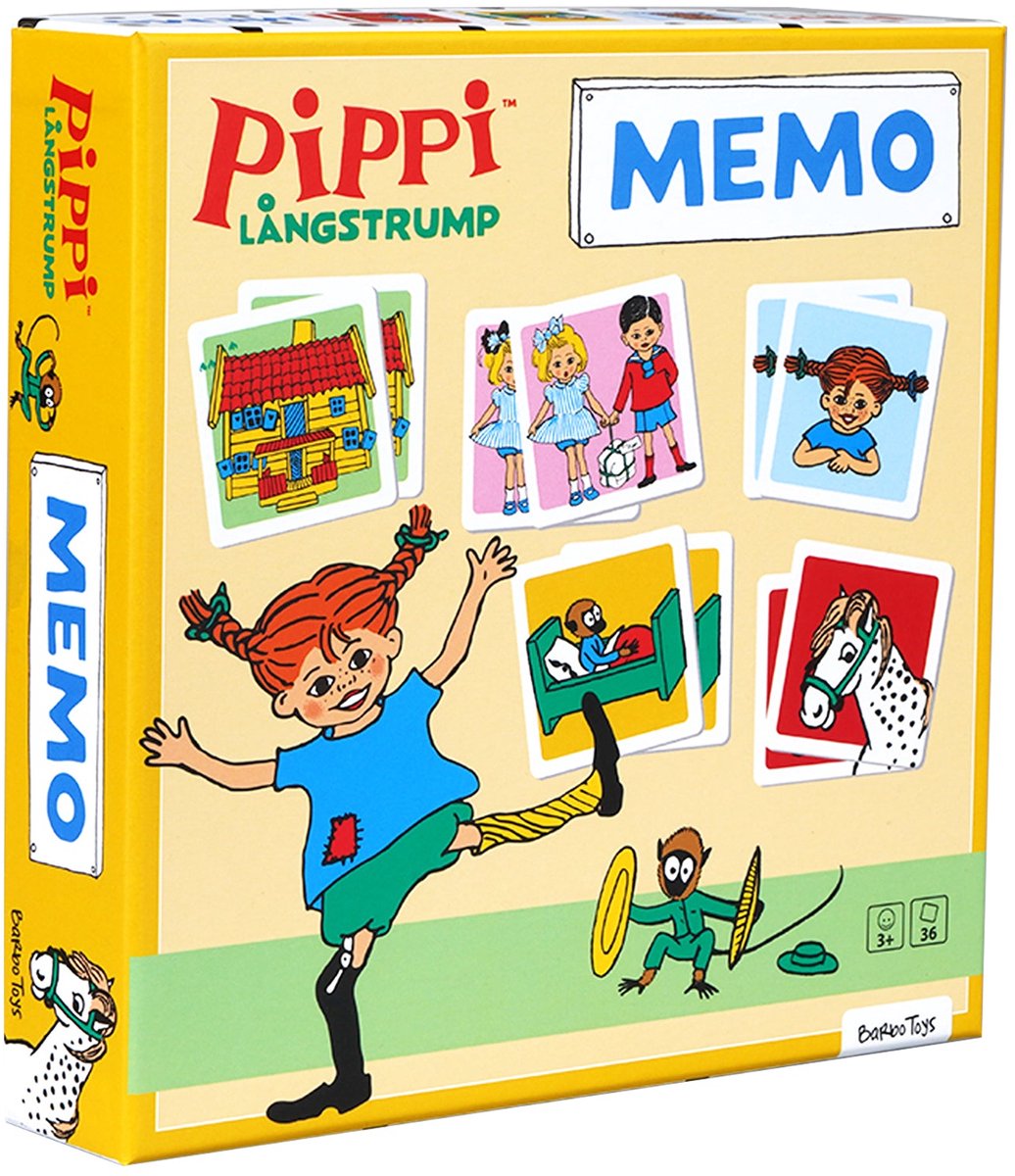 Barbo Toys pippi langkous memo - memory kaartspel - educatief kinderspel - 36 kaarten - vanaf 3 jaar