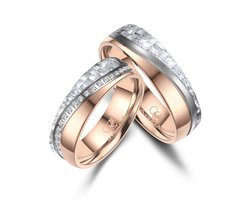 Jonline SET Trouwringen Titanium & Carbon | Vriendschapsringen |Relatie ringen | Set Ringen