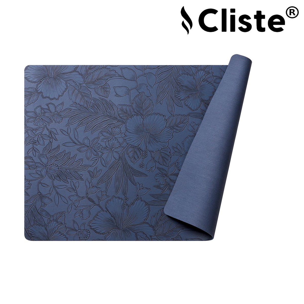 Cliste Luxe Lederlook Placemats 45x30 cm - Set van 6 - Blauw met Prachtige Bladerenprint - Placemats - Stijlvol, Duurzaam - Antislip Placemat van Kunstleer — cadeau in Wonen & Interieur - foto 3