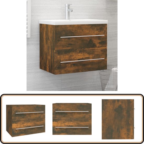 vidaXL Wastafelkast 60x38,5x46 cm spaanplaat betongrijs, badkamer wastafel kast, wastafel kast, badkamer kast, wastafelkastje, badkamerkast