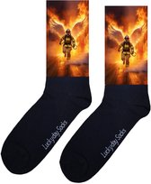 Brandweer - Opkikker - Verjaardag cadeau - Grappige sokken - Leuke sokken - Hem haar sokken - Vrolijke sokken - Valentijn Cadeau - Beschermengel - Vuur - Geluk sokken - Kerst sokken - Vaderdag - Moederdag - Socks maken Happy - 37-44