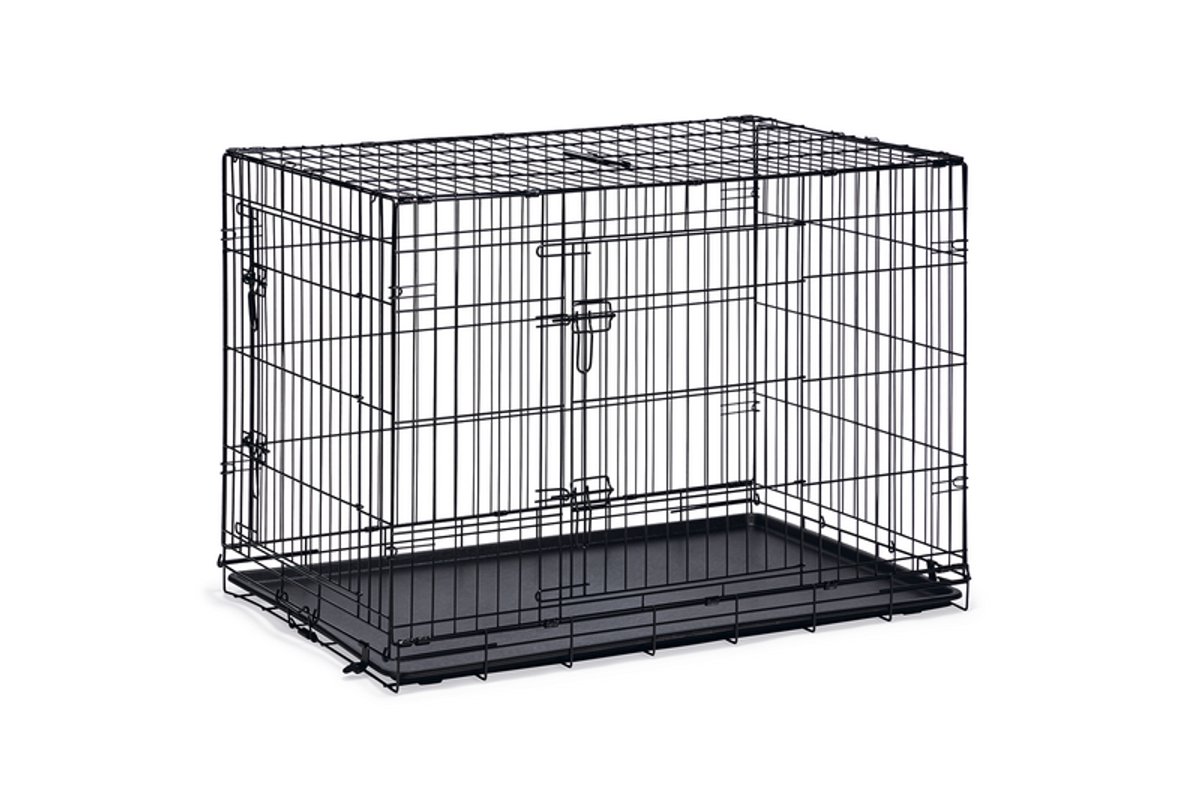 Beeztees Hondenbench XL - Bench - 2 deuren - Inklapbaar - Zwart - 107x70x76 cm