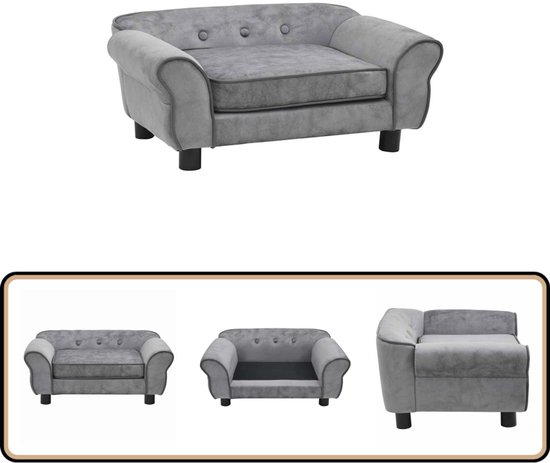 Hondenmand 99x89x21 cm pluche en kunstleer zwart en grijs Hondenmand 99x89x21 cm pluche en kunstleer zwart en grijs