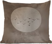 Buitenkussen - Vogel - Beige - Japandi - 45x45 cm - Weerbestendig