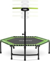Salta Fitness - 128 cm - Belastbaar tot 110 kg - Fitness / sport trampoline met verstelbaar handvat - Elastieken veren, stevig frame - Mini trampoline volwassenen met handgreep in 5 hoogtes - Groen