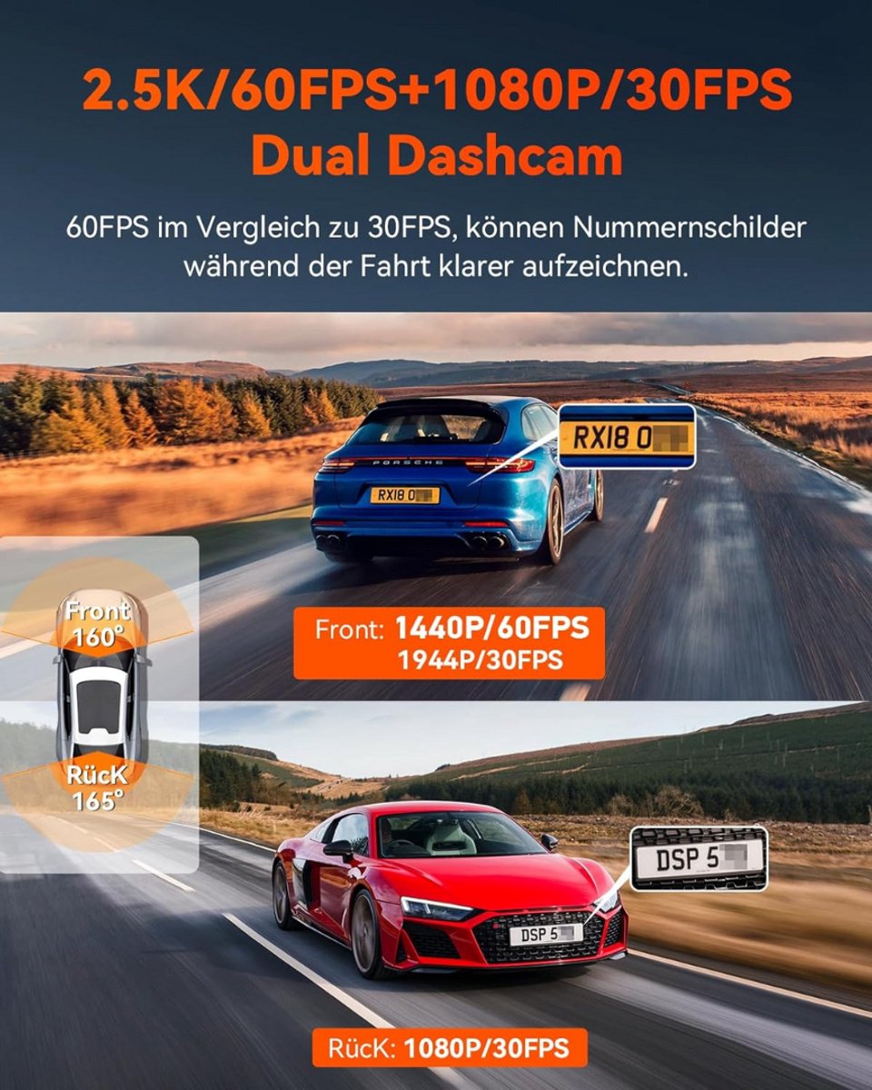 Dashcam - Daschcams - Auto - Camera - Vooruit - Achteruit - Video - Autobeveiliging - Parkeerbeveiliging - Recording - Dag en Nacht - Schadepreventie – foto 5