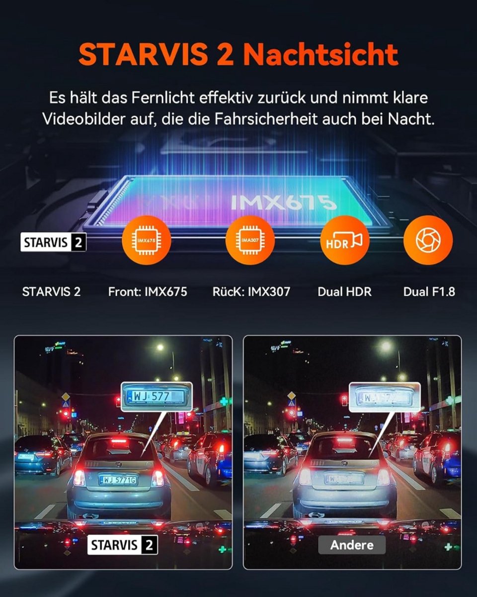 Dashcam - Daschcams - Auto - Camera - Vooruit - Achteruit - Video - Autobeveiliging - Parkeerbeveiliging - Recording - Dag en Nacht - Schadepreventie – foto 3