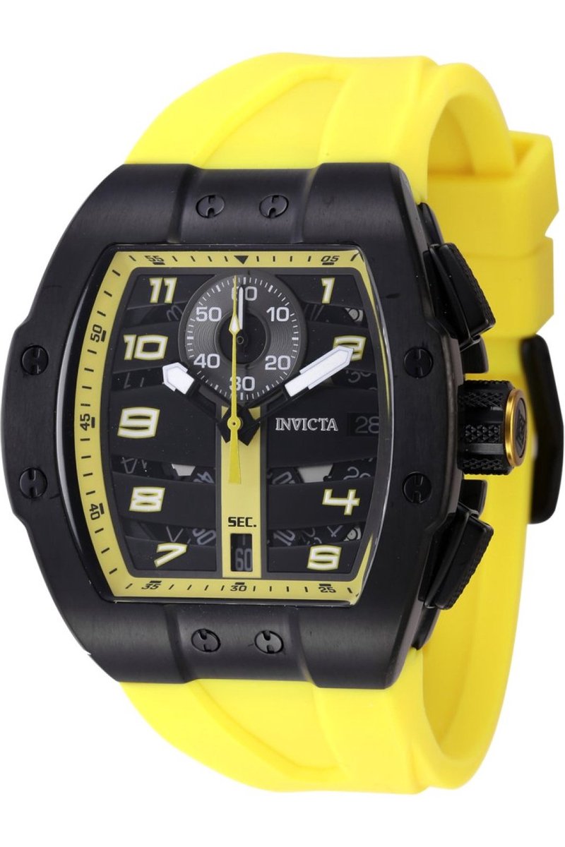 Invicta Racing 47371 Heren Horloge - Waterdicht - Analoog - Quartz Uurwerk - Roestvrij Staal met zwarte Wijzerplaat - 44mm