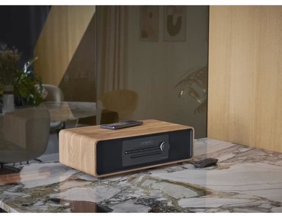 Bluetooth microsysteem - THOMSON - Hout/Zwart - FM Radio/DAB+/CD/MP3/USB/Inductie, 75W, LCD display, Afstandsbediening, Voeding. 230V van Merkloos — afbeelding 2