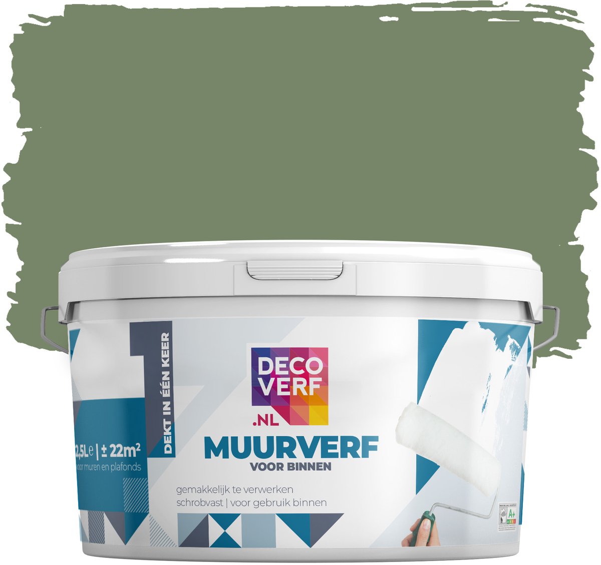 Decoverf muurverf mat olijfgroen, 2.5L