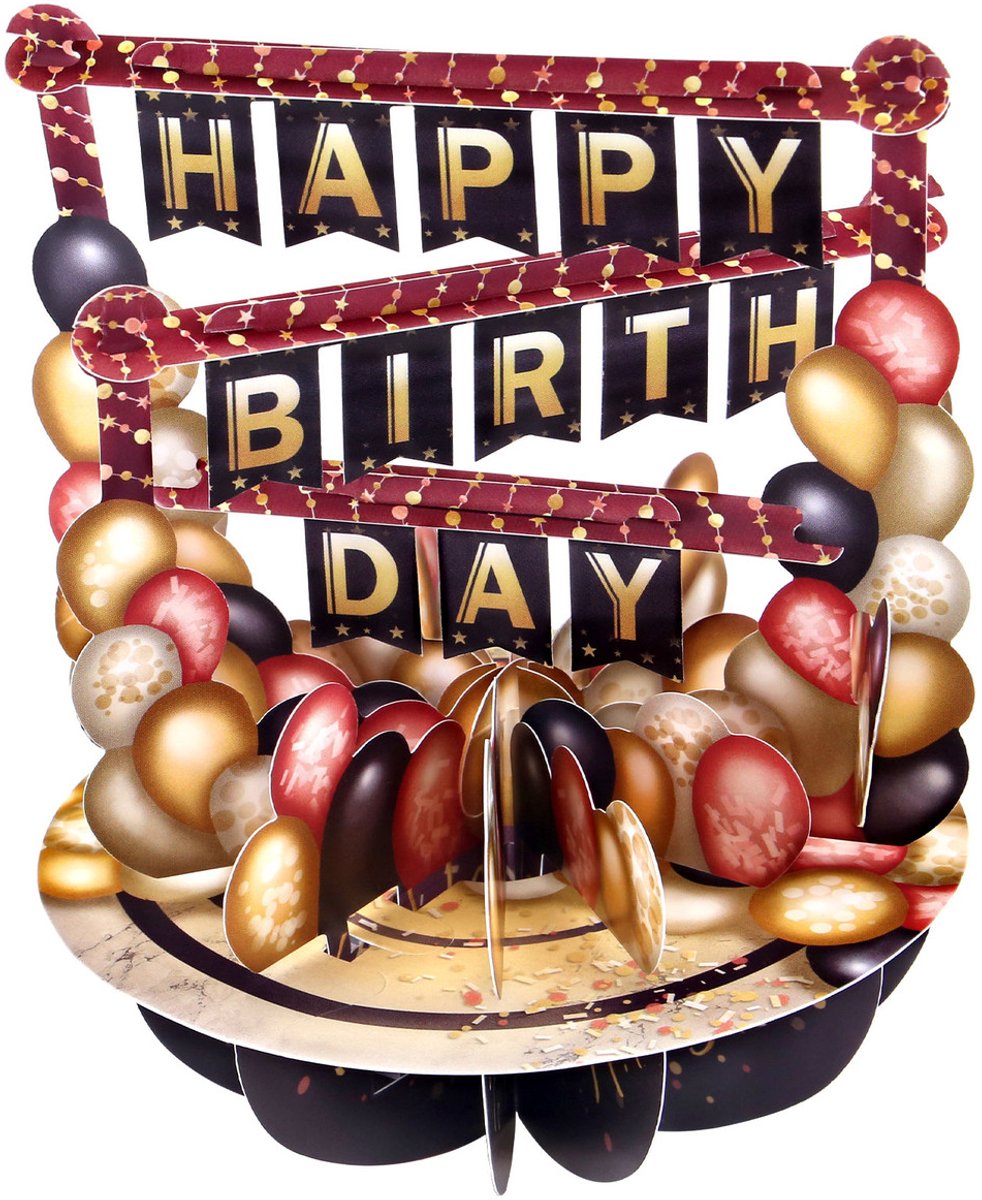 Wenskaart - Pirouettes 3D - SPS096 - Birthday Balloons