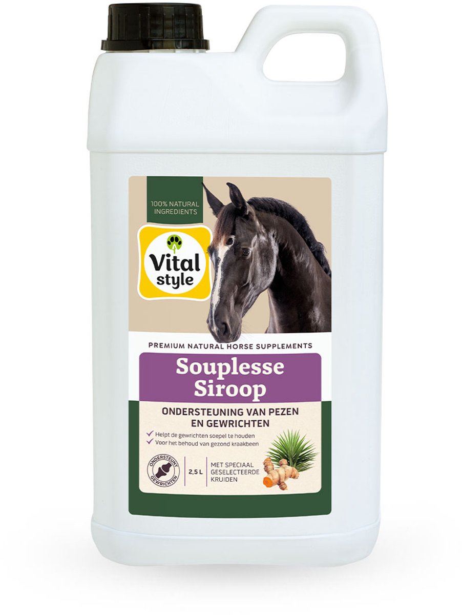 VITALstyle Souplessesiroop - Paarden Supplement - Krachtige Formule Voor Pezen, Banden & Gewrichten - Met o.a. Glucosamine & Hyaluronzuur - 2,5 L