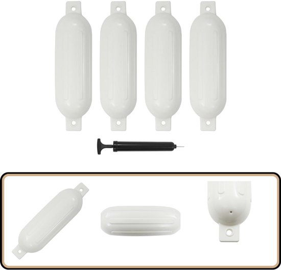 Défenses de bateau vidaXL - Lot de 4 - PVC - Wit - PAOs de bateau - Accessoires de vêtements pour bébé de bateau - Équipement de bateau - Sécurité d'amarrage