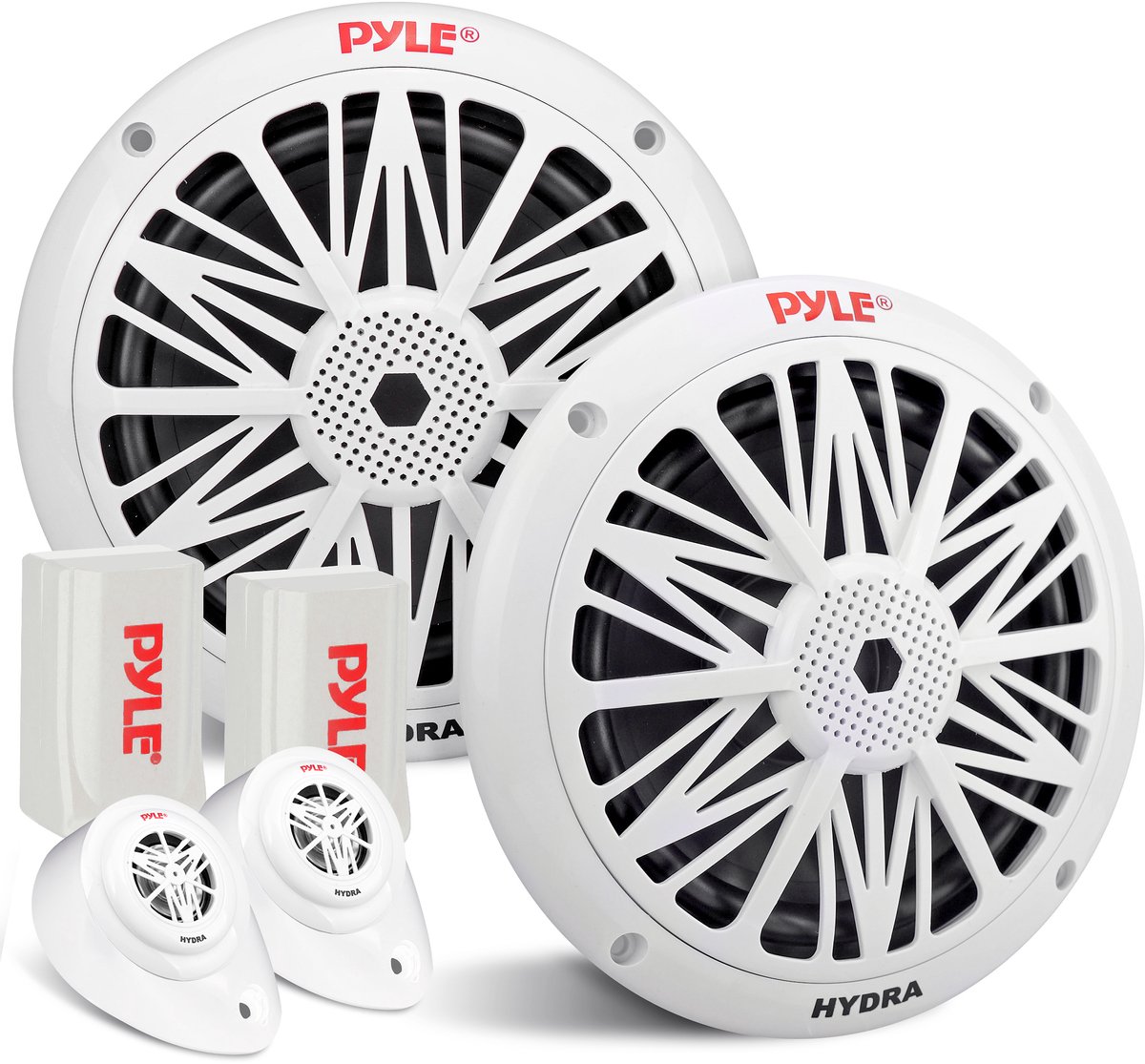 Pyle Luidsprekers - Marine Speakers - Weerbestendige Dubbele 2-Weg Speakers - Waterdichte Buitenluidsprekers - Luidsprekers voor Boten - 200 Watt - Wit