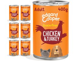 6x Edgard & Cooper Blik Vers Vlees Hondenvoer Kip - Kalkoen 400 gr