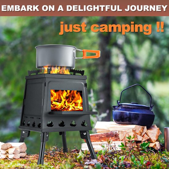 Meedeer Outdoor Houtkachel-Draagbaar Houtkachelfornuis-houtkachel buiten-Survival Firewood Stove-Stove-Kooktoestel voor camping-Campinggrill-Roestvrij staal-Zwart van Merkloos — afbeelding 3